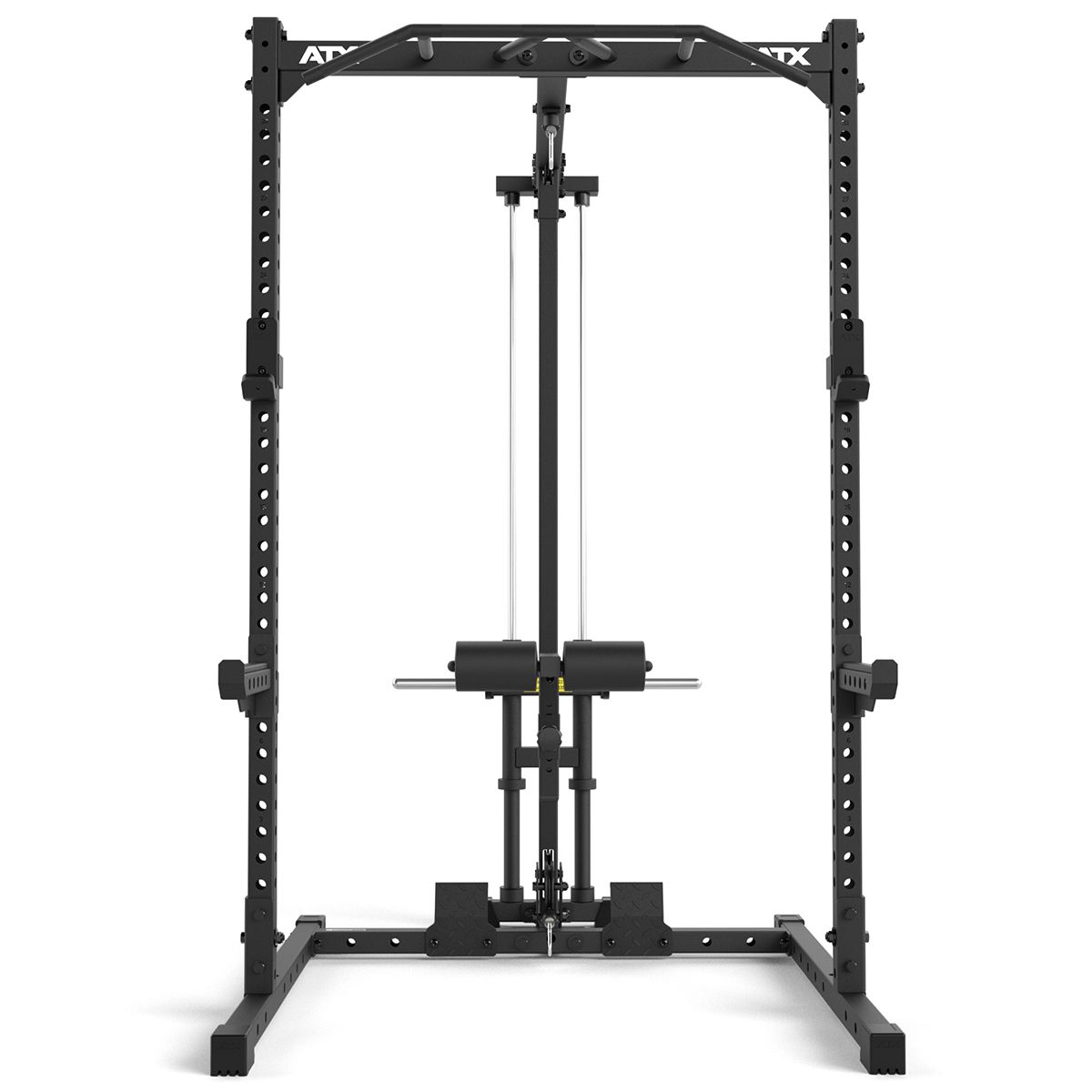 Nærbilde av J-Hooks på Half Rack 510 med lat pulldown vektskiver 195 cm