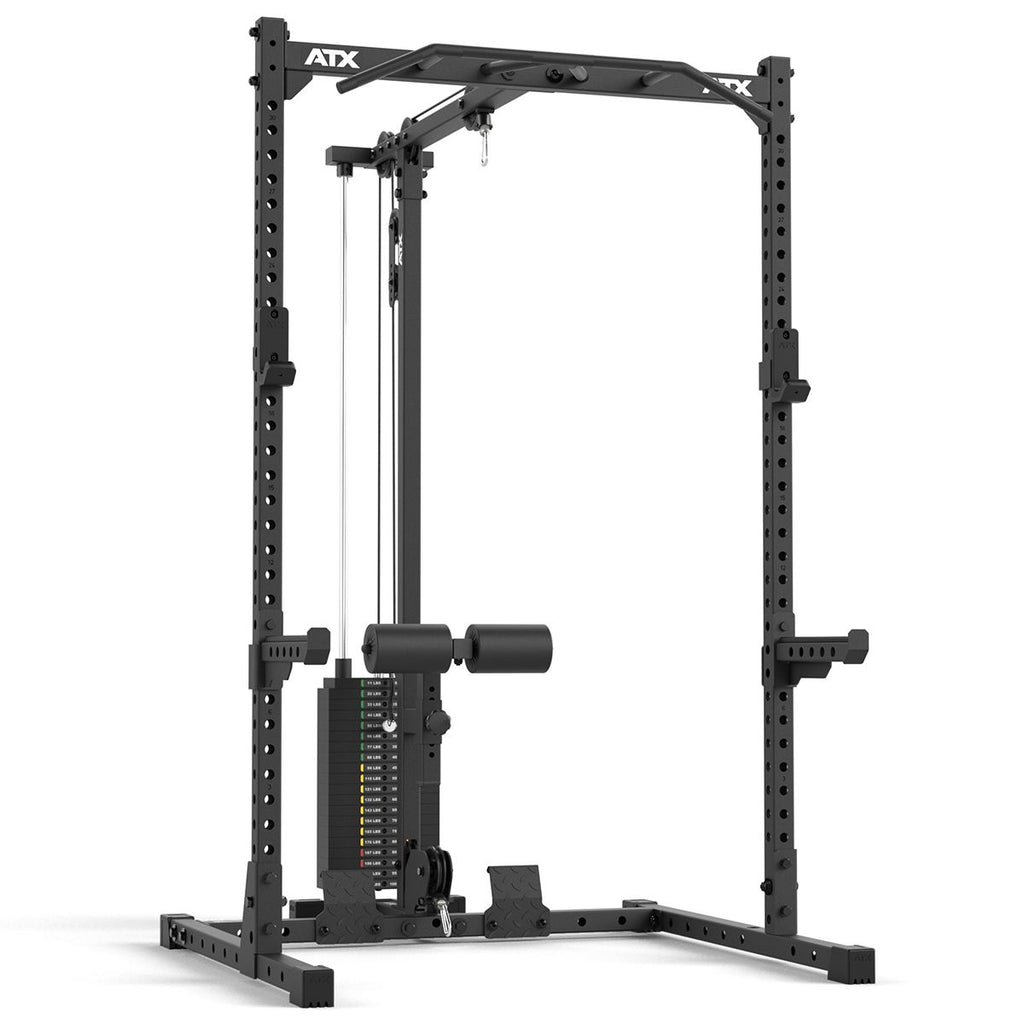 Half Rack 510 med lat pulldown 100 kg vektstabel 195 cm forfra