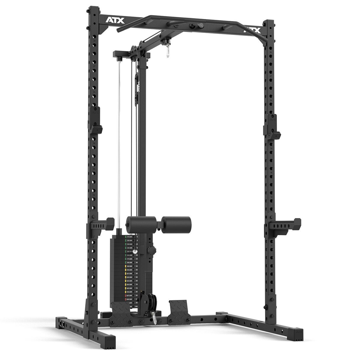 Half Rack 510 med lat pulldown 100 kg vektstabel 195 cm forfra