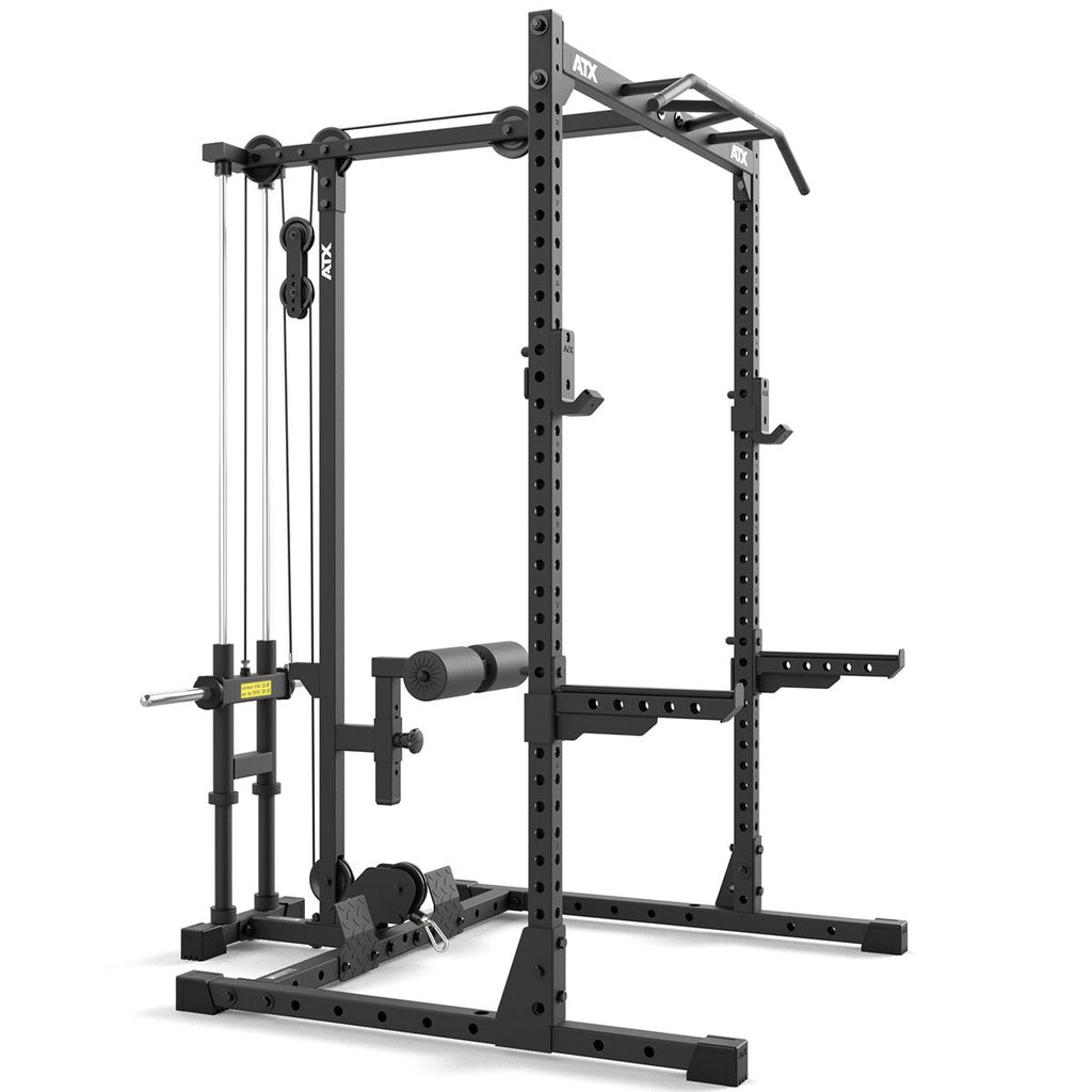 Oversikt av Half Rack 510 med lat pulldown vektskiver 195 cm med vektskiver