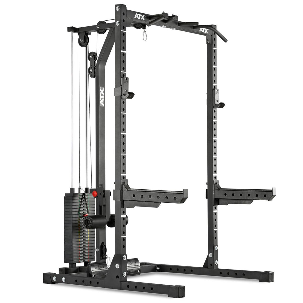 Half Rack 620 komplettsystem med lat pulldown stack weight forfra