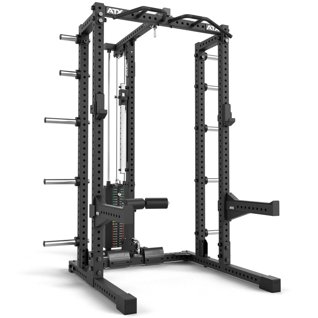 Half Rack 780 med extension og lat pulldown vektstabel forfra