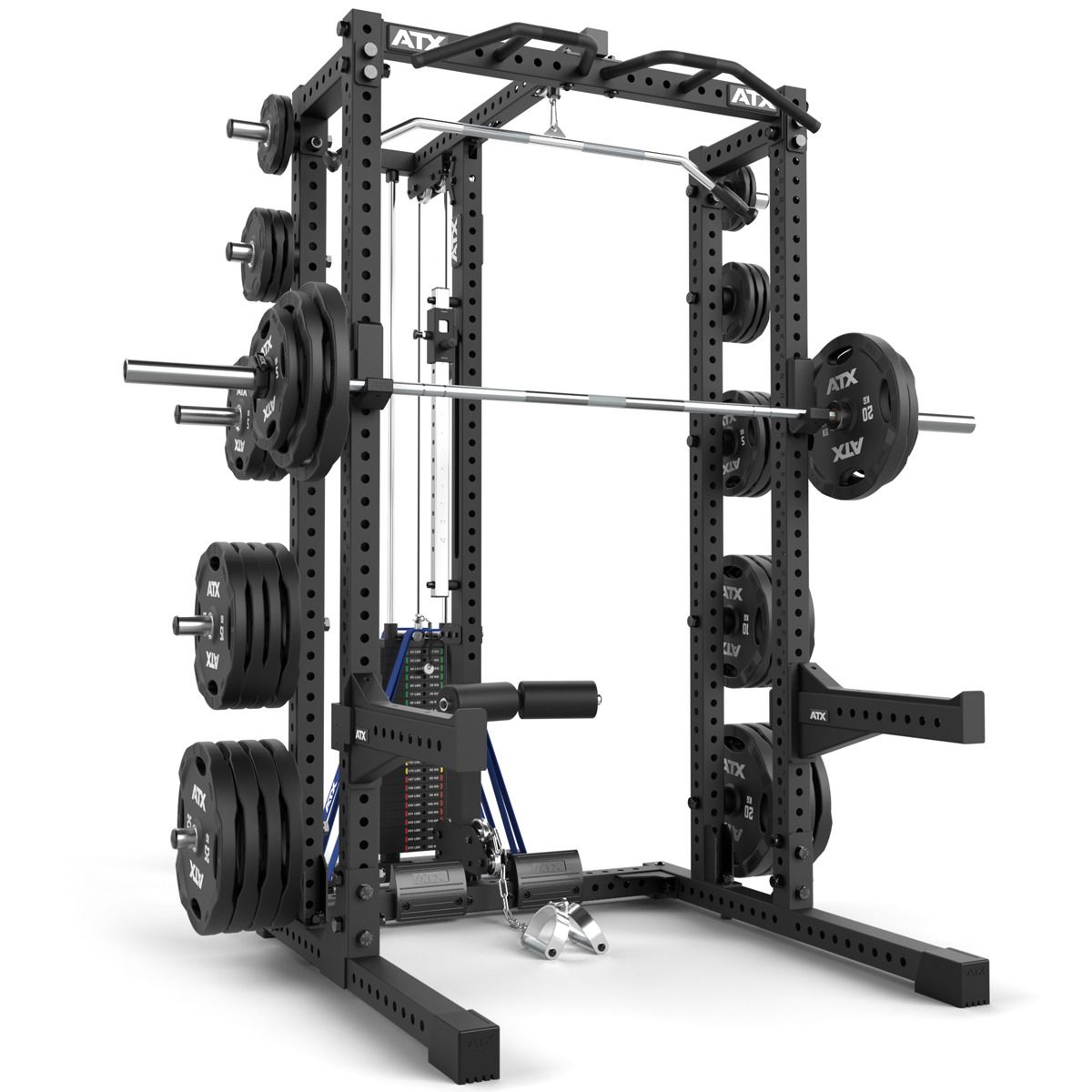 Half Rack 780 med extension og lat pulldown vektstabel bakside