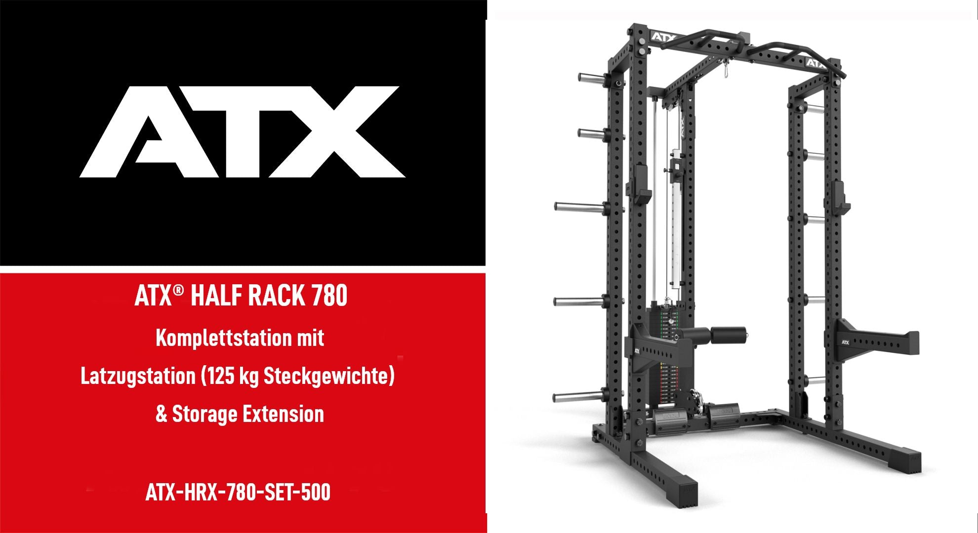 Detalj av Half Rack 780 med extension og lat pulldown vektstabel