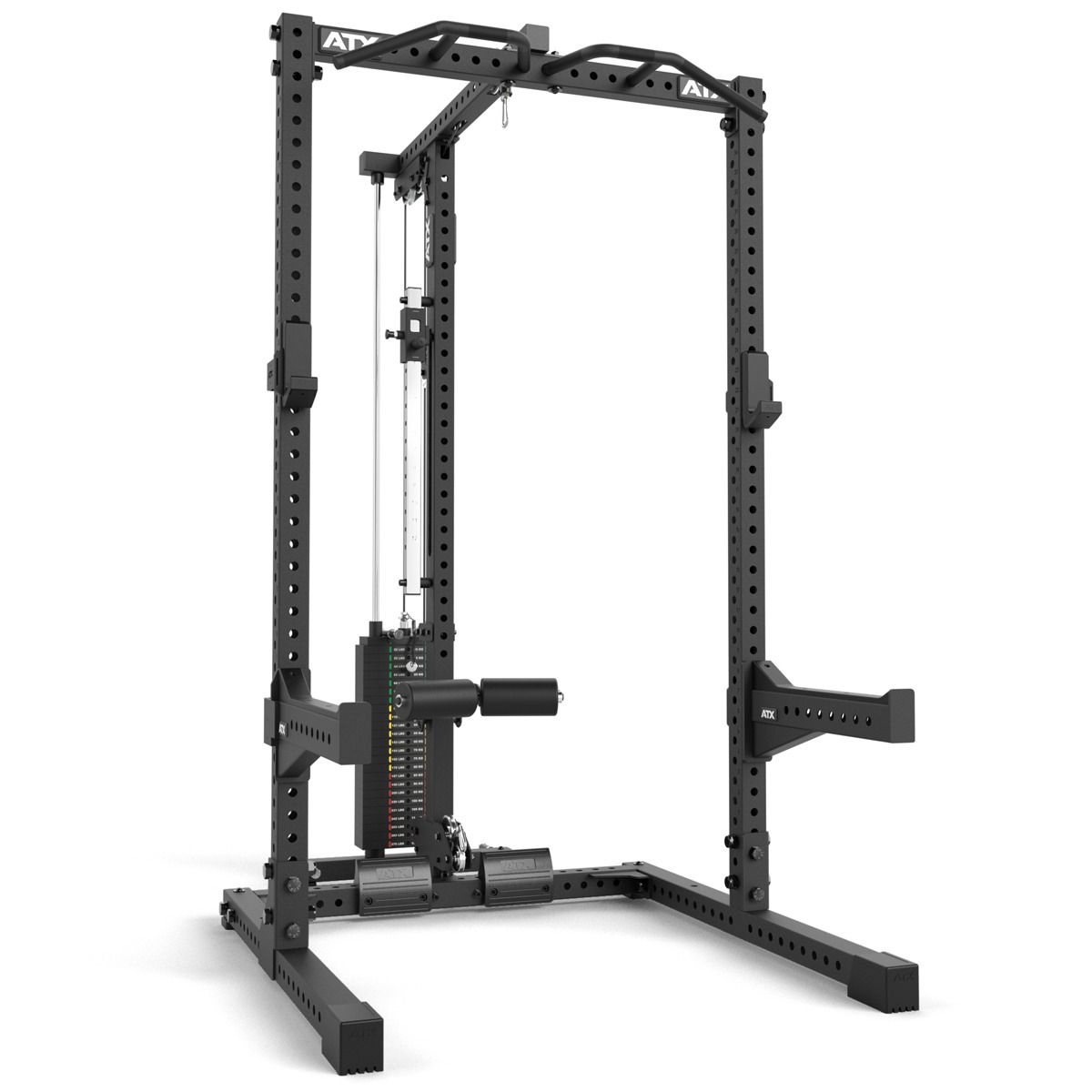 Half Rack 780 med lat pulldown vektstabel 272 kg 70x70 mm ramme front