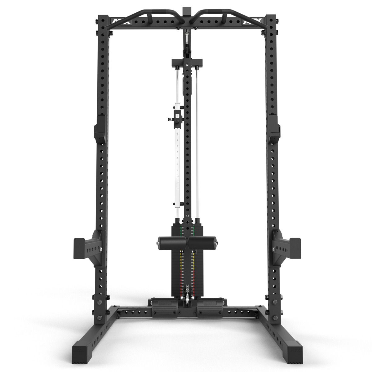 Nærbilde av pulldown vektstabel på Half Rack 780 med lat pulldown vektstabel 272 kg 70x70 mm ramme