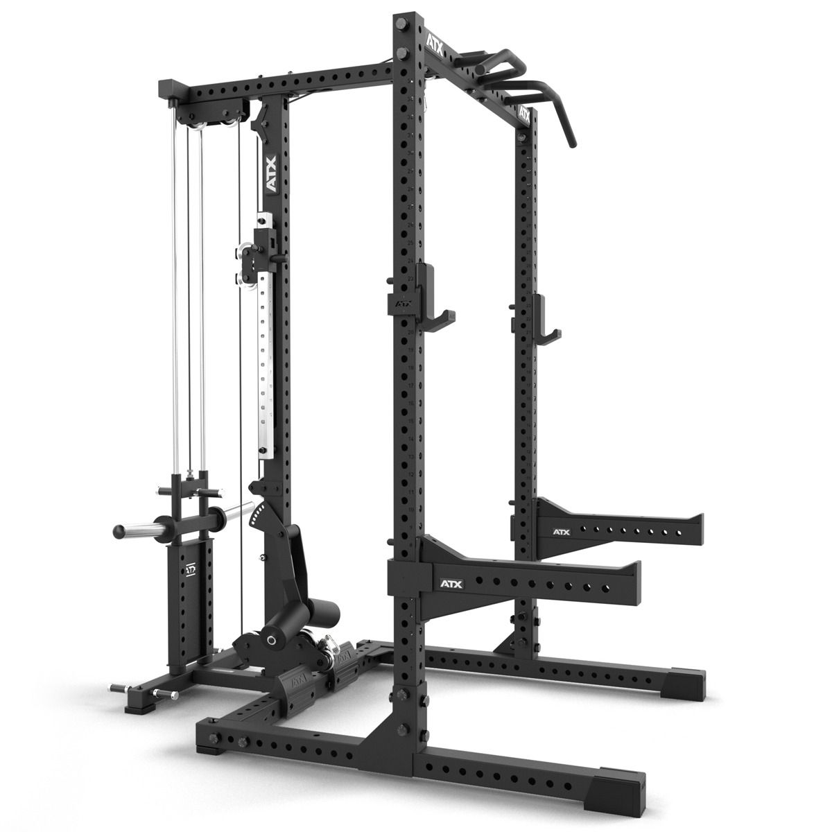 Montert Half Rack HRX-780 med lat pulldown plate load 70x70 mm ramme