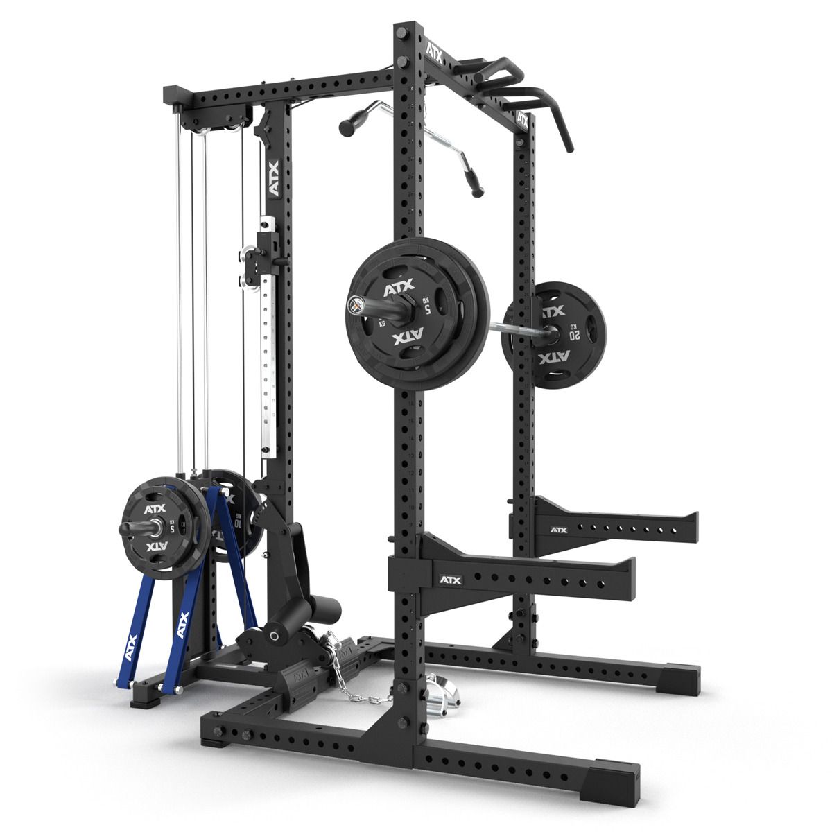 Nærbilde av borehull på Half Rack HRX-780 med lat pulldown plate load 70x70 mm ramme