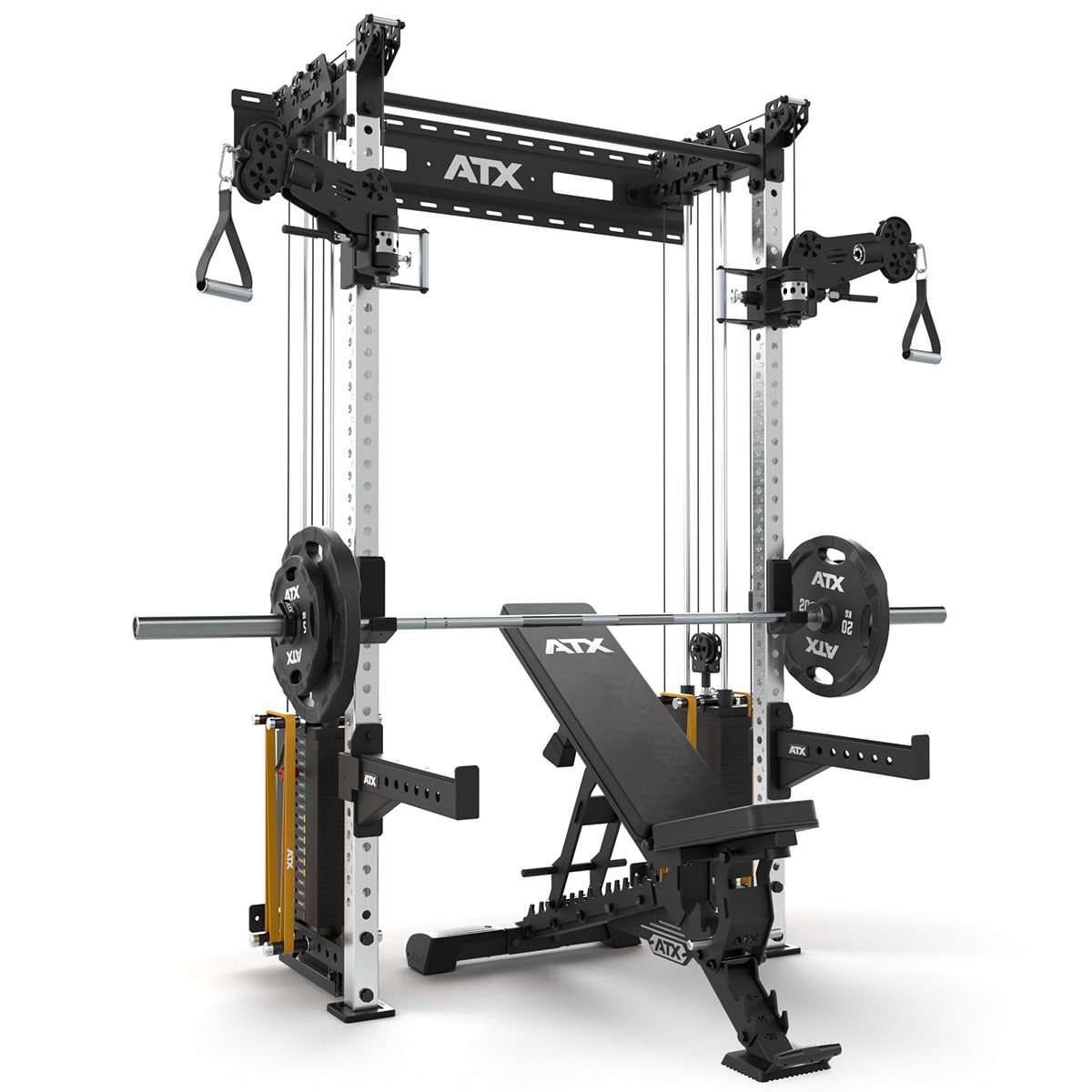 Half Rack med kabelstasjon 2x90 kg vektblokk veggfeste bakside