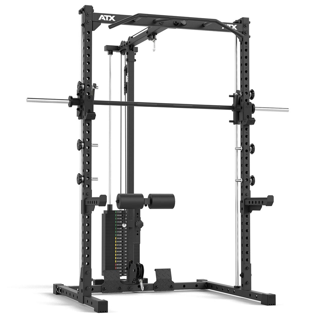 Half Rack komplettsett 510 med lat pulldown vektstabel og Smith Machine forfra