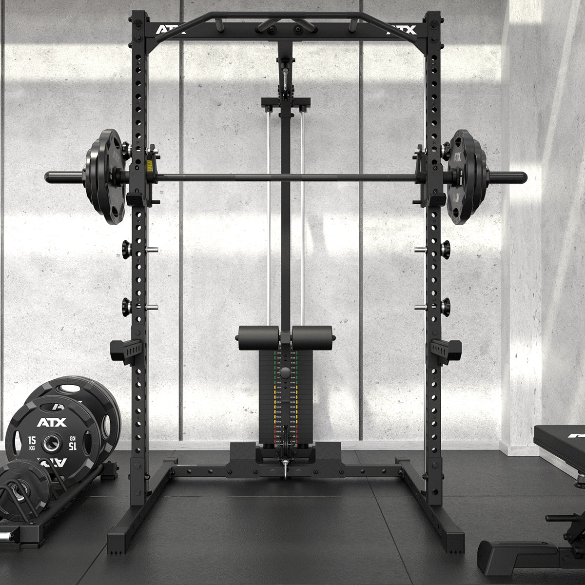 Half Rack komplettsett 510 med lat pulldown 100 kg og Smith Machine 196 cm - ATX