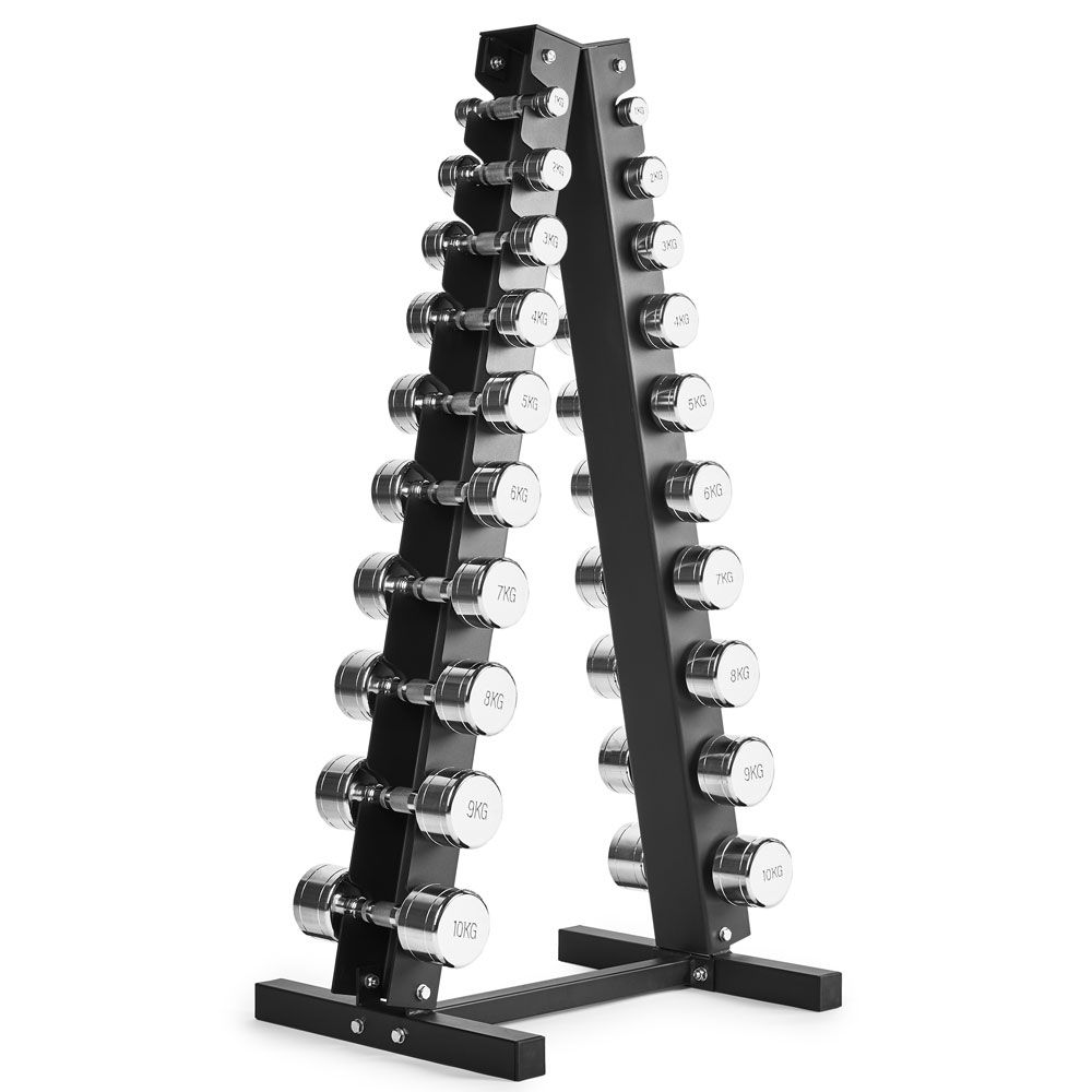 Håndvektstativ for 10 par, svart, 135 cm bakside