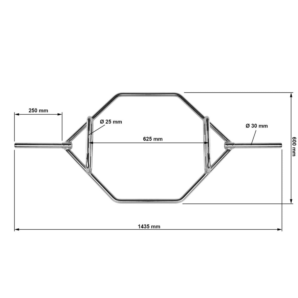 Hex Bar 30 mm forkrommet 23 kg maks 250 kg oppbevaring