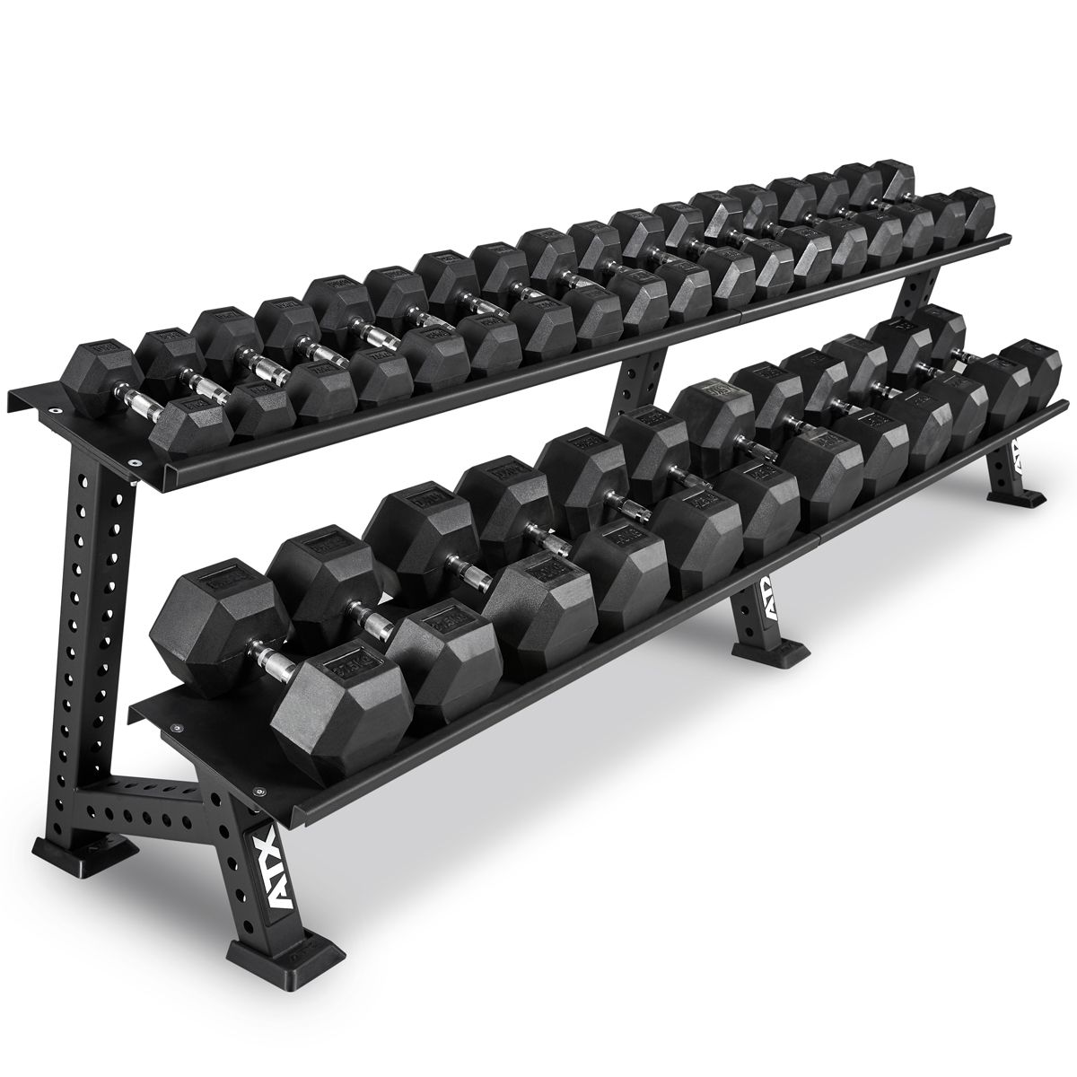Hex dumbbell gummi 1 kg stålkjerne Ø28 mm grep detalj