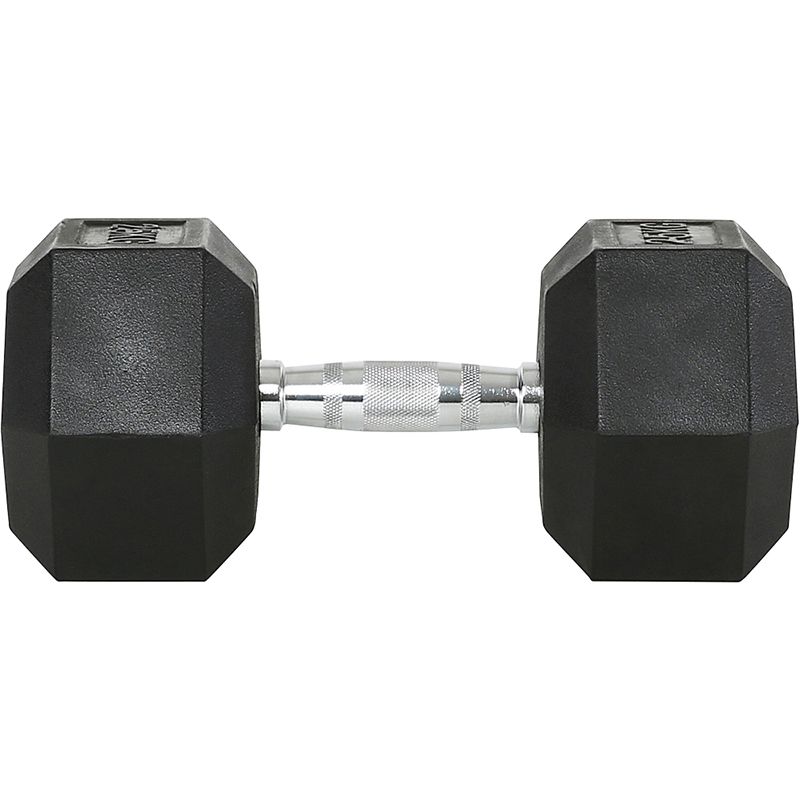 Hex dumbbell gummi 45 kg stålkjerne Ø34 mm grep forfra