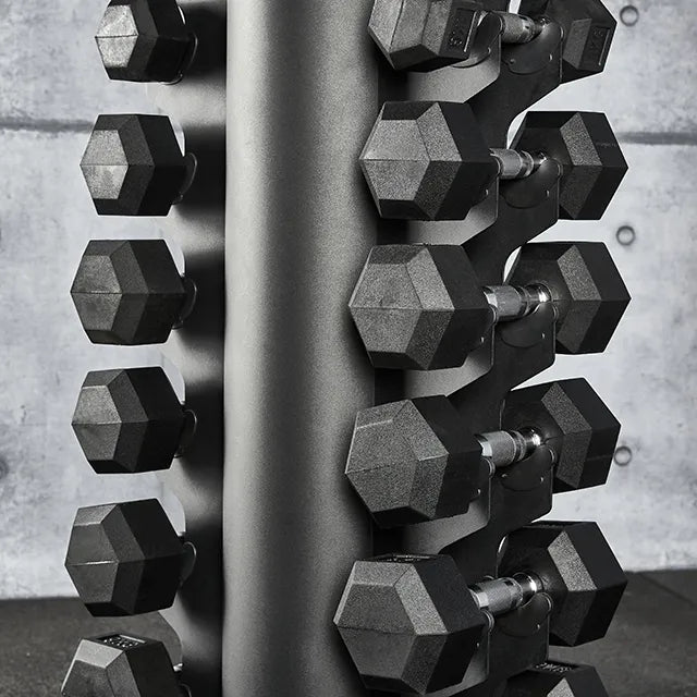 Hex håndvektsett gummi 1-10 kg (20 stk) stålkjerne vektmerker