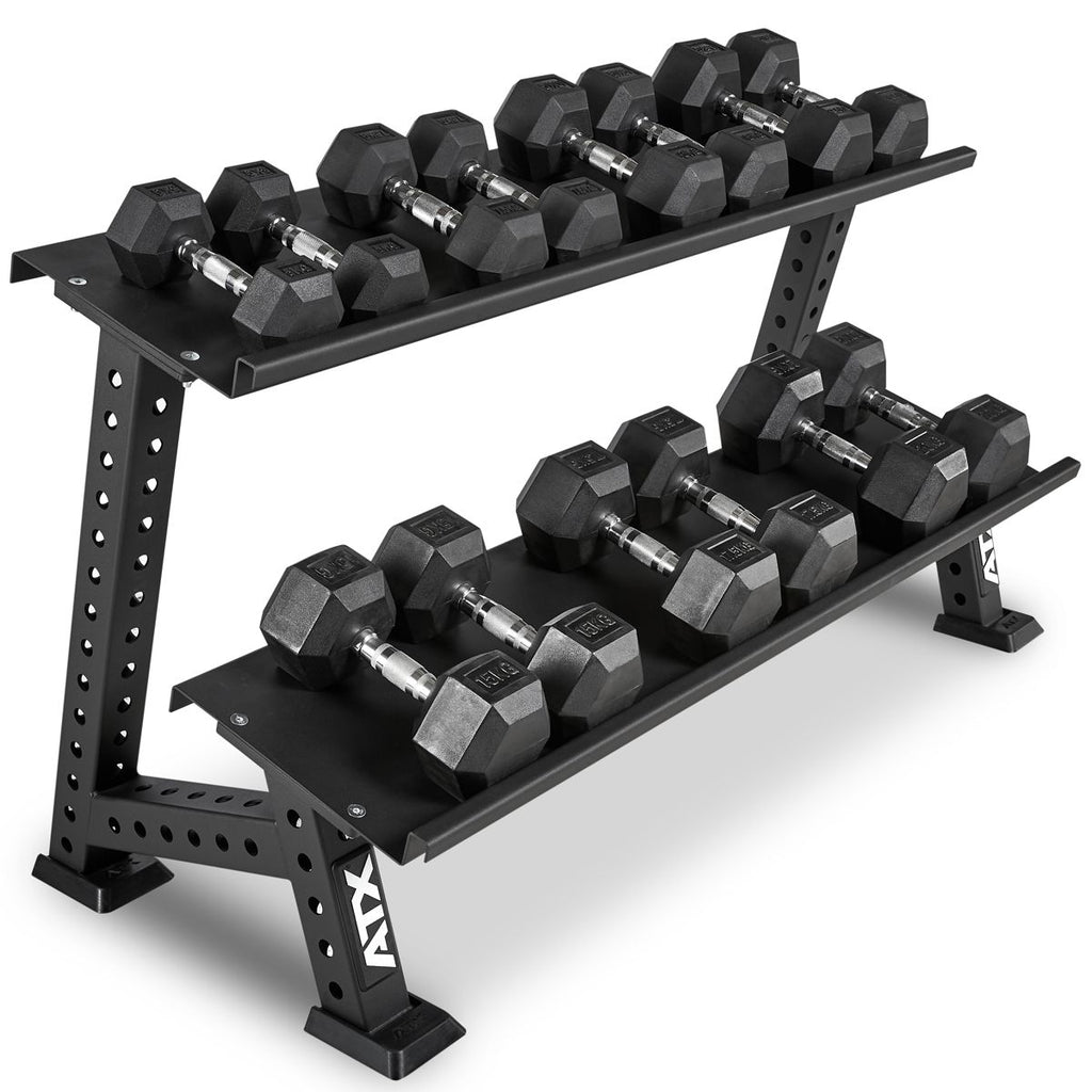 Hex håndvektsett gummi 5-20 kg 175 kg totalt forfra
