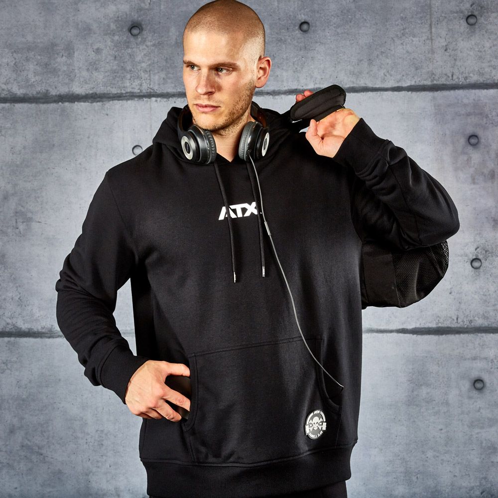 Hoodie bomull/polyester svart S–L ATX stoffstruktur