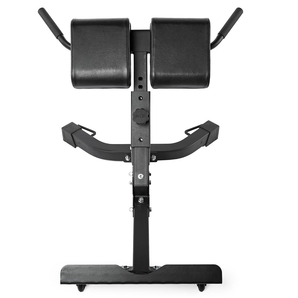 Nærbilde av pulverlakkert ramme på Hyperextension ryggtrener 45° belastning 250 kg