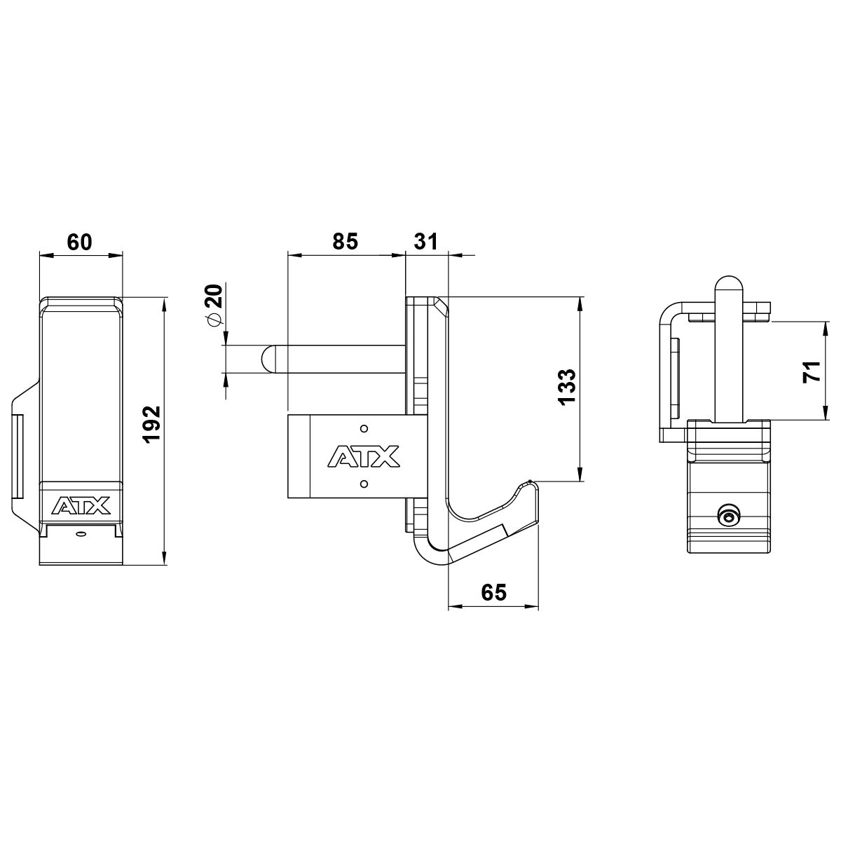 J-Hooks serie 700 opptil 500 kg belastning 10 mm stål - ATX