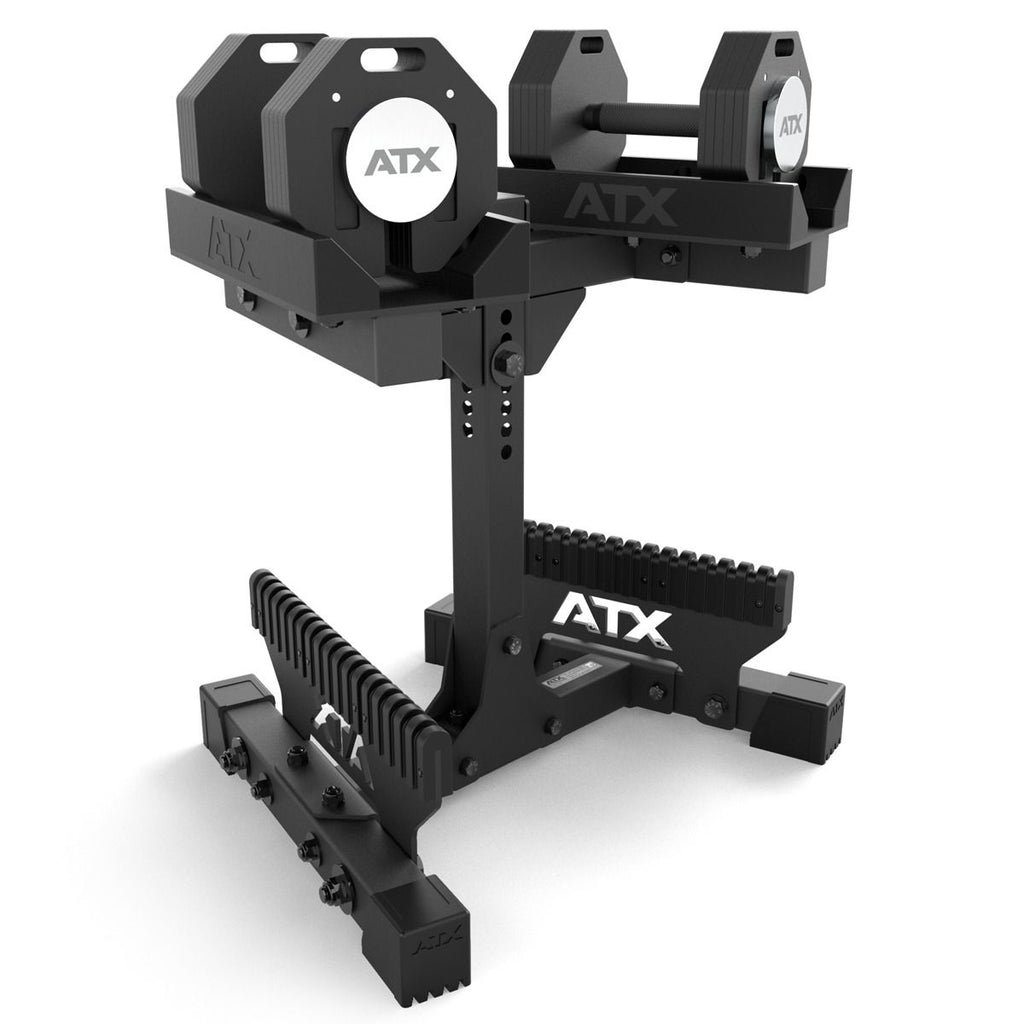 Nærbilde av stålstativ til Justerbare håndvekter Octa-Dumbbells 2 x 24 kg
