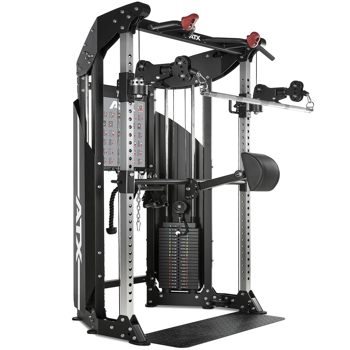 Kabeltrekkstasjon rack med 2 x 90 kg vektblokk forfra