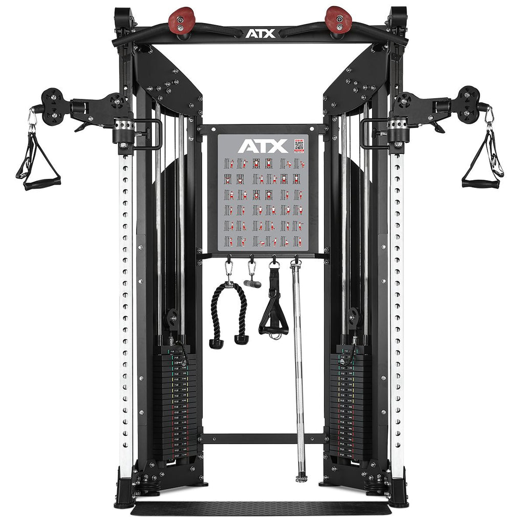 Bakside av Kabeltrekkstasjon rack med 2 x 90 kg vektblokk