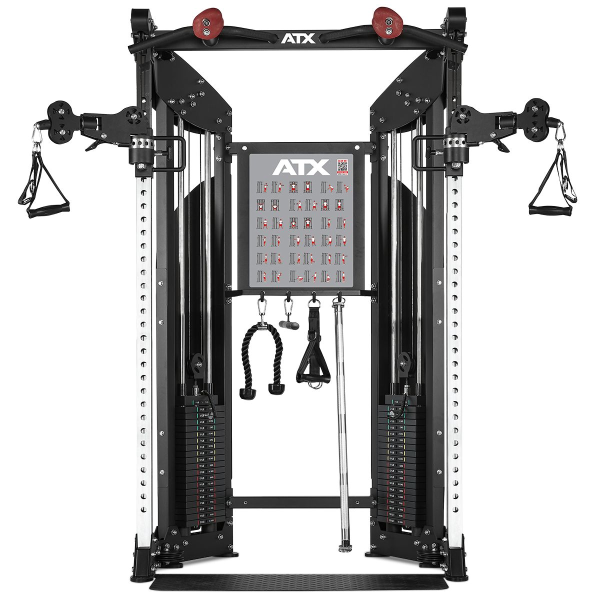 Bakside av Kabeltrekkstasjon rack med 2 x 90 kg vektblokk