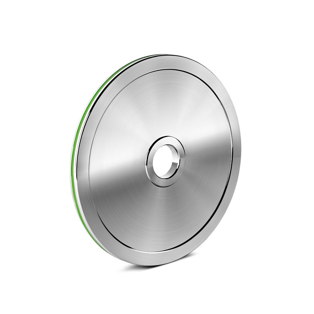 Kalibrert stålskive DYO 10 kg powerlifting 50 mm detalj