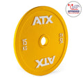 Kalibrert stålskive 50 mm powerlifting 15 kg gul forfra