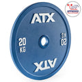 Kalibrert stålskive 50 mm powerlifting 20 kg blå forfra