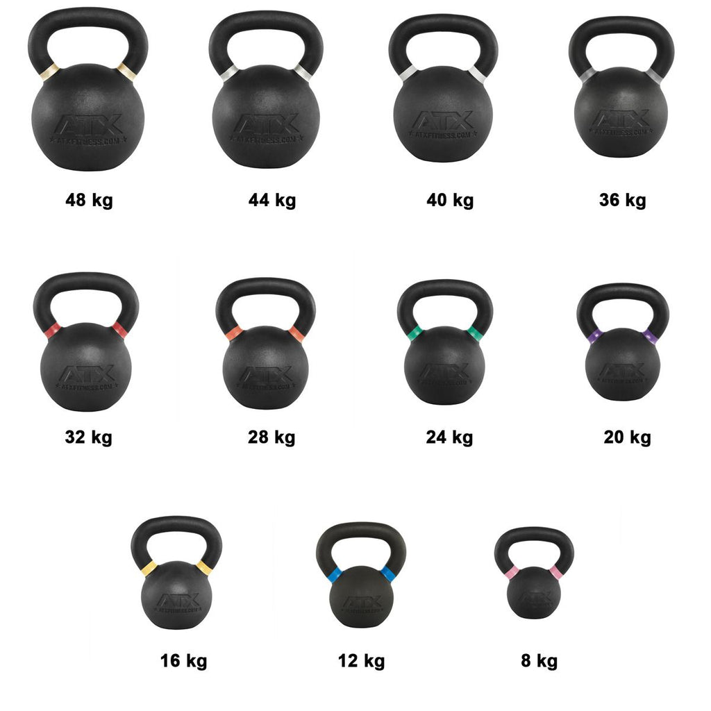 Kettlebell i støpejern 16 kg med fargekoding fra ATX bakside