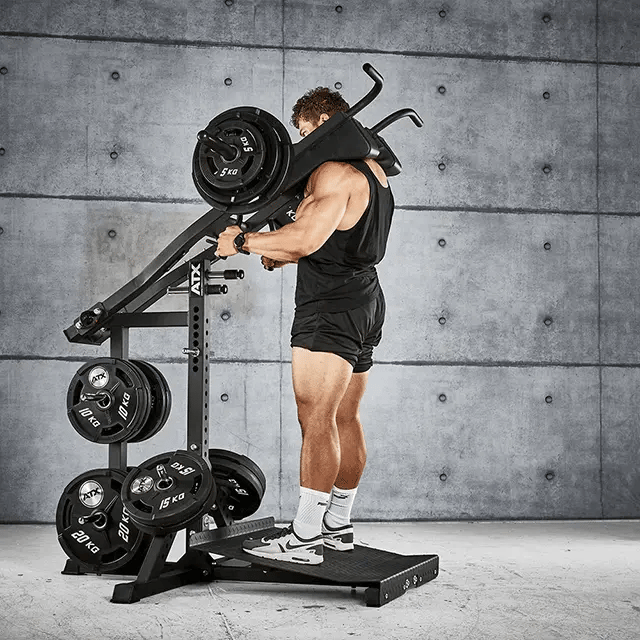 Detalj av håndtak på Knebøy- og leggmaskin / Viking Press 3-i-1 400 kg