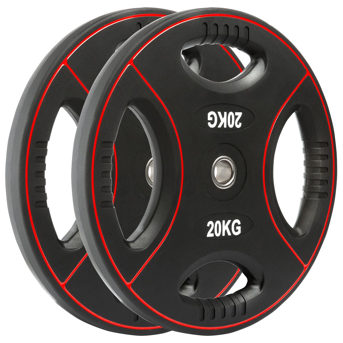 Detalj av Langstangsett 120 kg polyuretan 30 mm med vektskiver grep