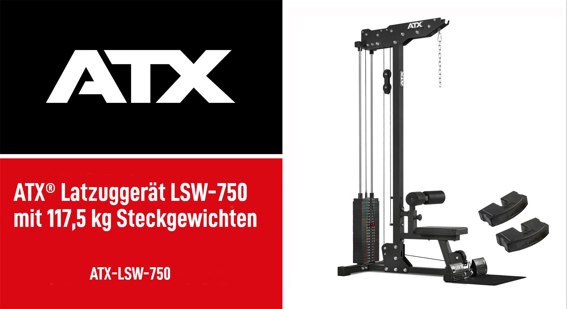 Montert Lat Pulldown-maskin LSW-750 med 117,5 kg vektstabel i treningsrom