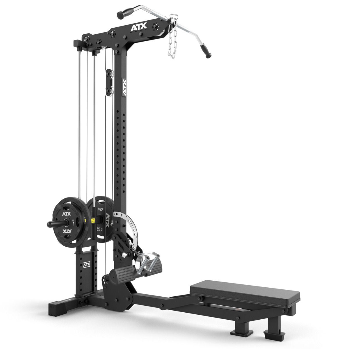 Lat pulldown og sittende roing for vektskiver 150 kg bakside