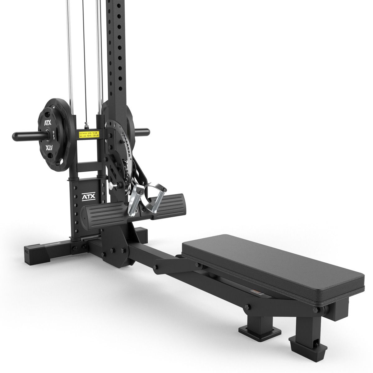 Lat pulldown og sittende roing for vektskiver 150 kg detalj av pulverlakkert overflate