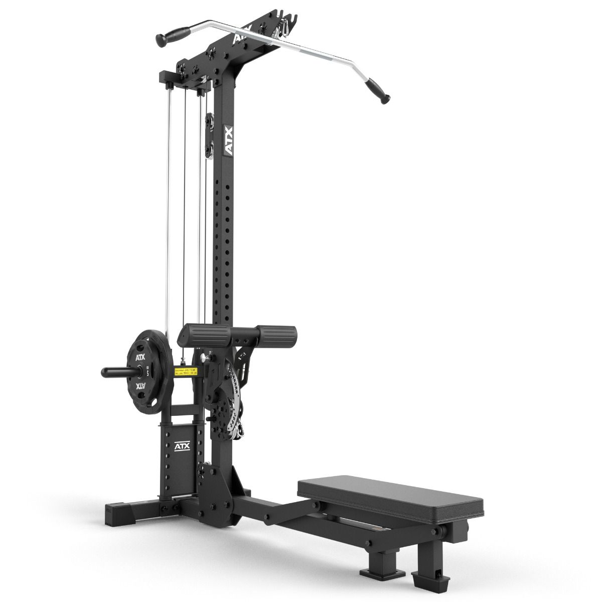 Lat pulldown og sittende roing for vektskiver 150 kg montert i hjemmegym