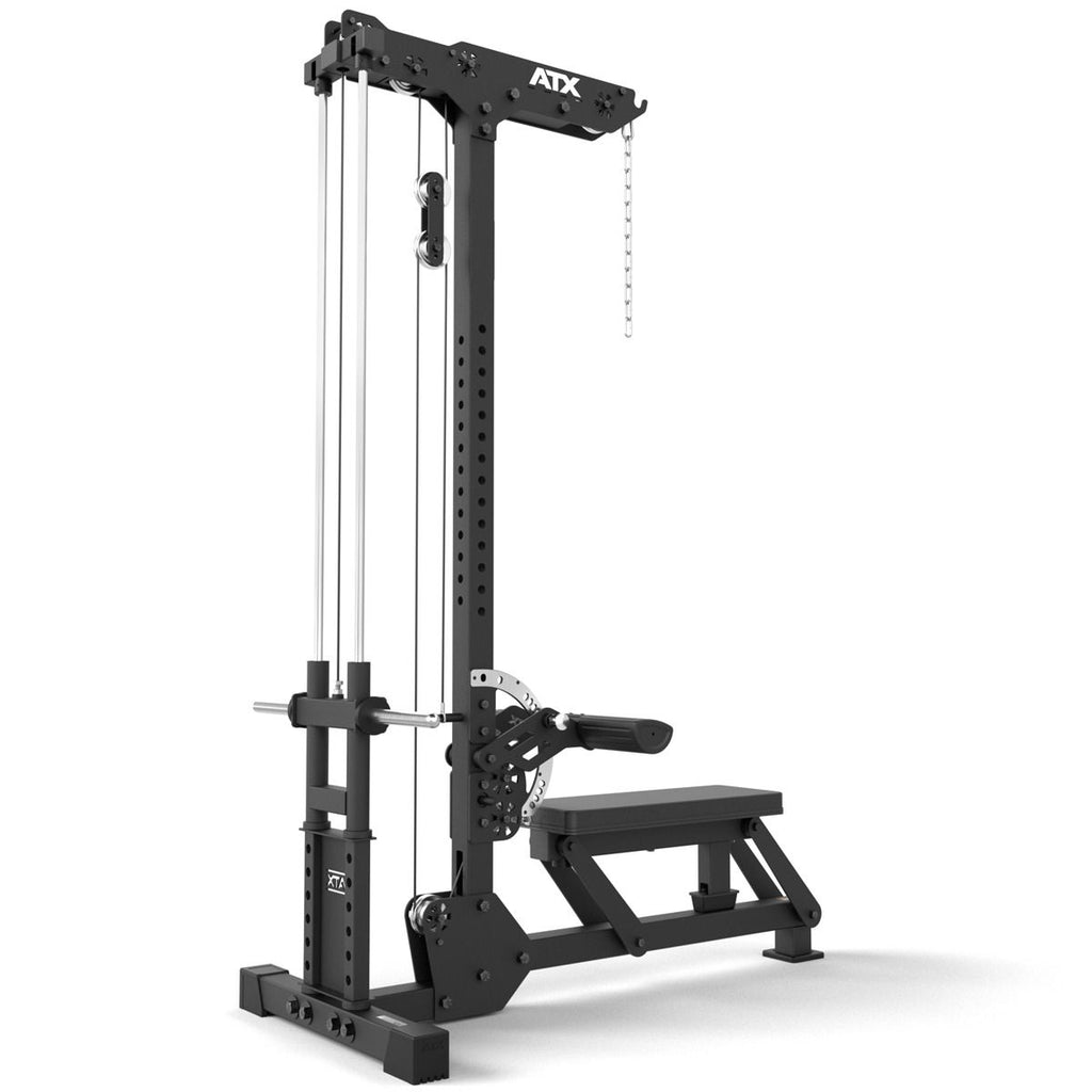 Lat pulldown og sittende roing for vektskiver 150 kg oversikt fra siden