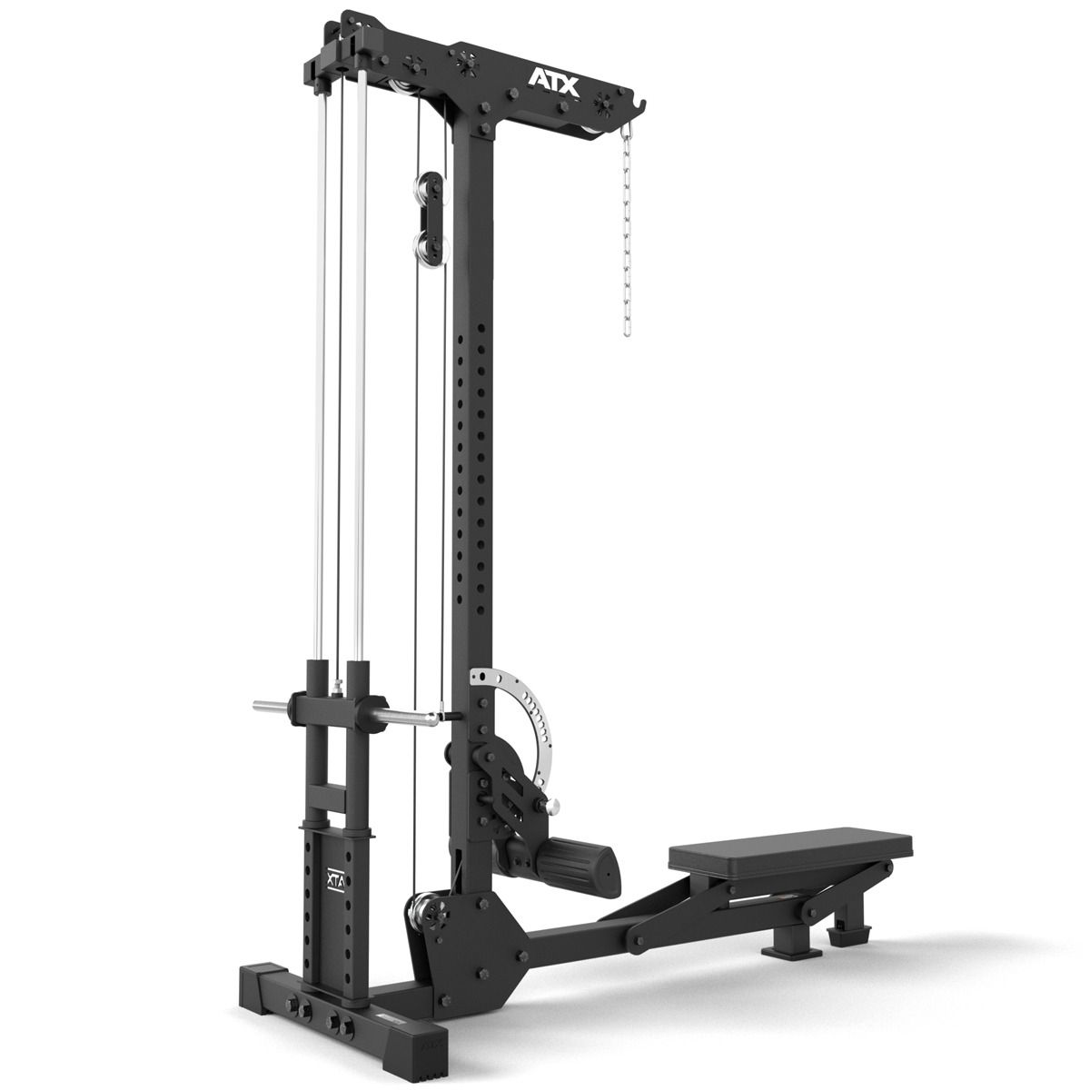 Lat pulldown og sittende roing for vektskiver 150 kg visning av fotstøtte