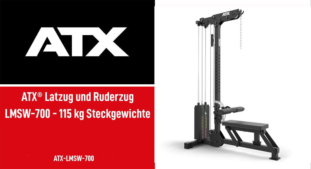 Lat pulldown og romaskin LMSW-700 med 115 kg vektstabel detalj på vektstabel