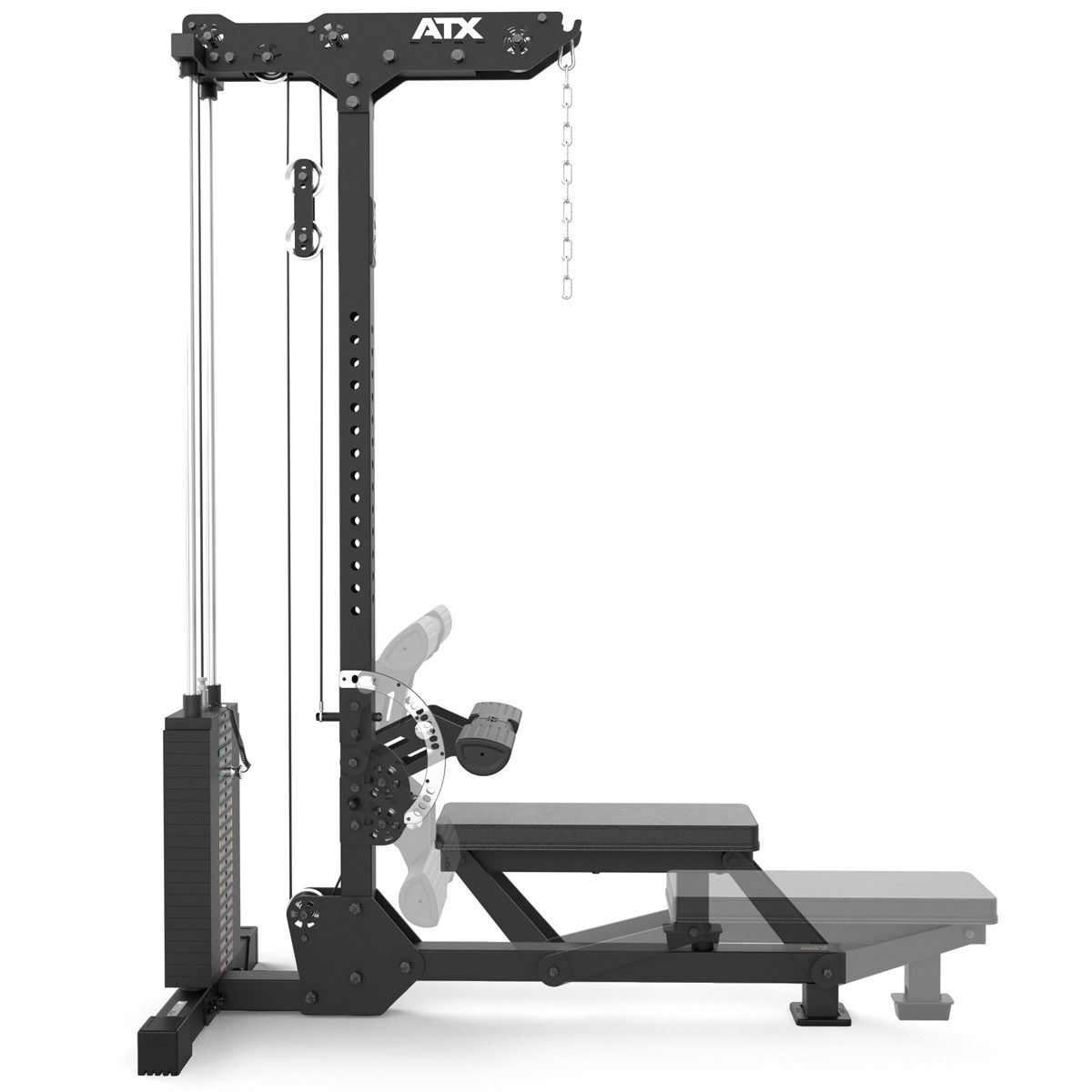 Lat pulldown og romaskin LMSW-700 med 115 kg vektstabel nærbilde av håndtak