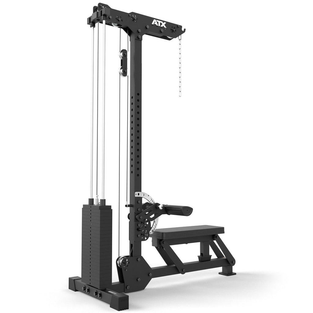 Lat pulldown og romaskin LMSW-700 med 115 kg vektstabel detalj på pulverlakkert overflate