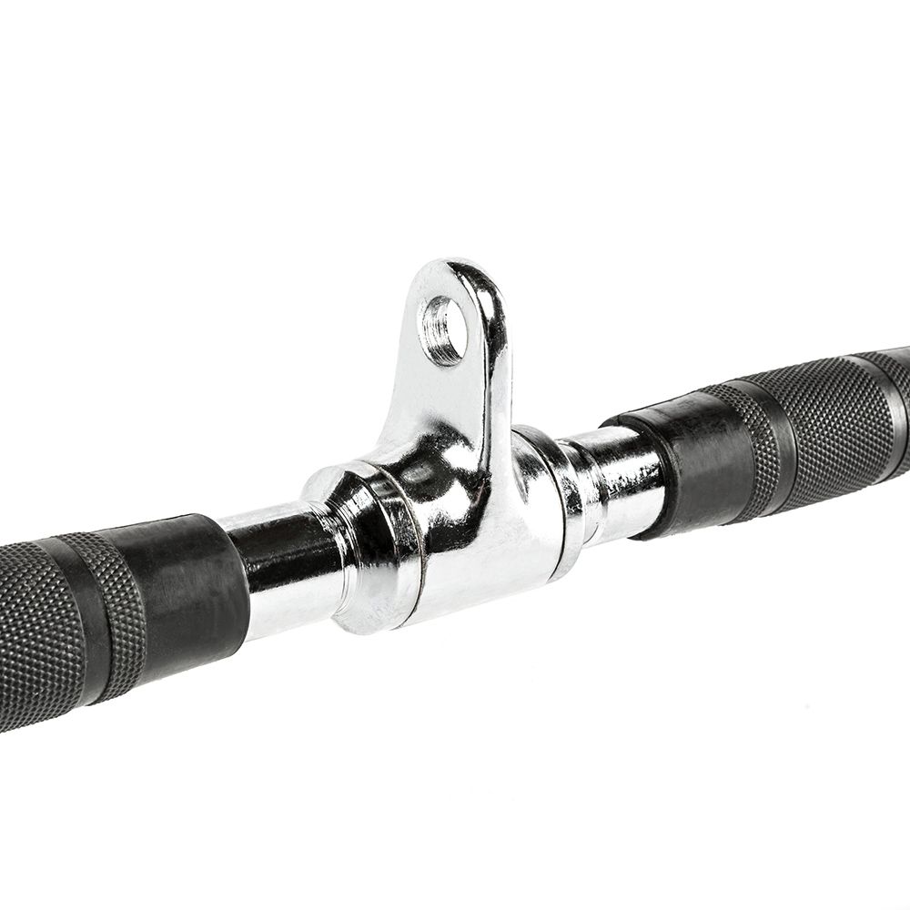 Lat Pulldown-stang 120 cm med ergonomiske gummigrep montert på maskin