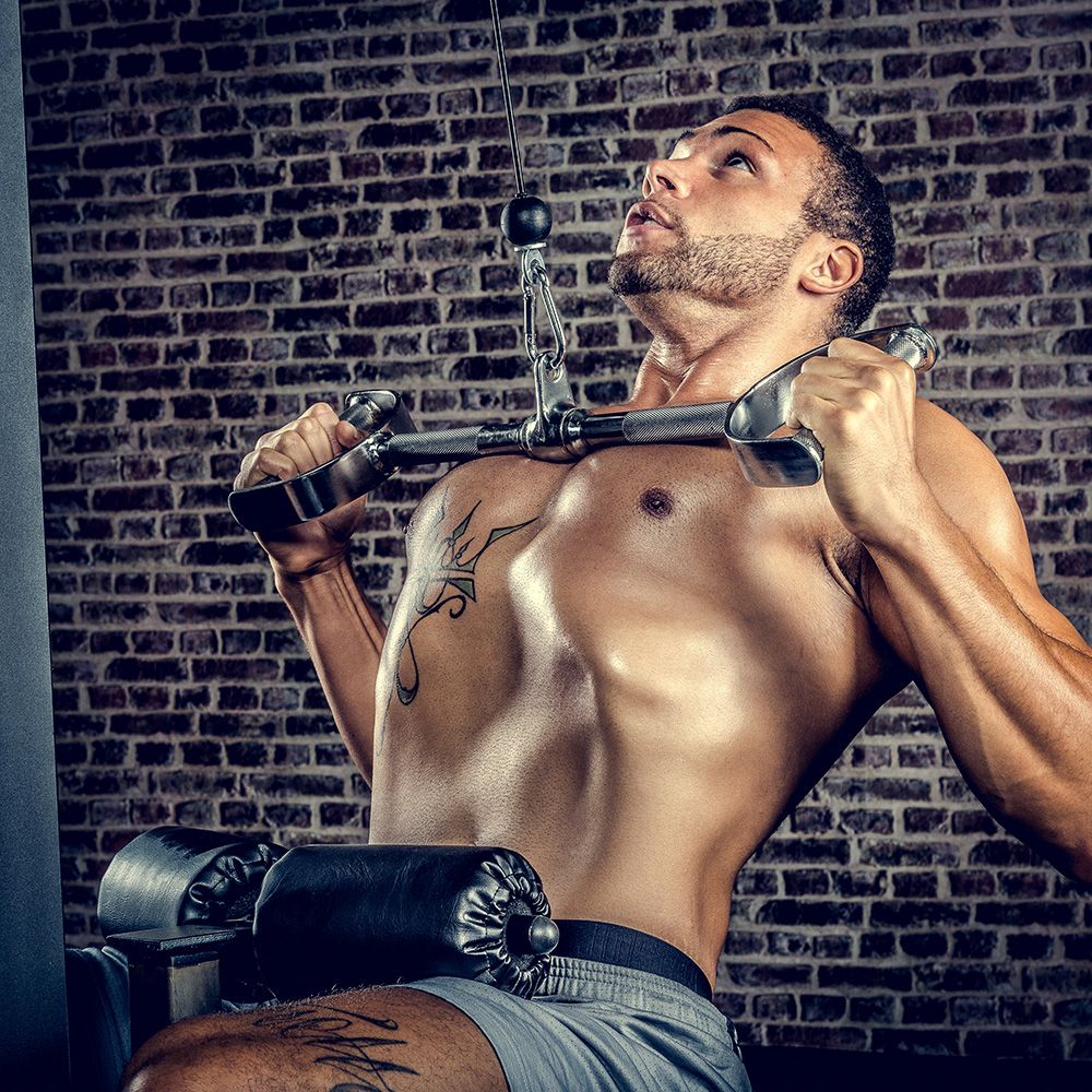 Detalj av Lat pulldown-stang parallell 60 cm med svivel i helstål
