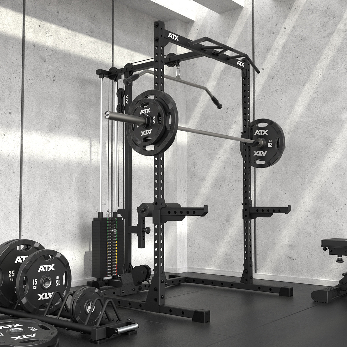 Lat pulldown-stasjon på Half Rack 510 med lat pulldown 100 kg vektstabel 195 cm