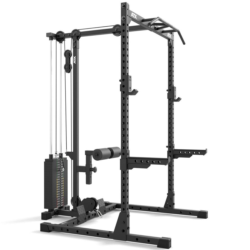 Detalj av Lat Pulldown-tilvalg med 100 kg vektstabel for Half Rack HRX-510 - ATX