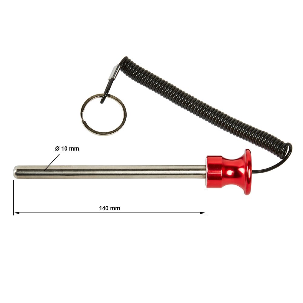 Detalj av Magnetbolt aluminium 10 mm x 100/140 mm med spiralkabel