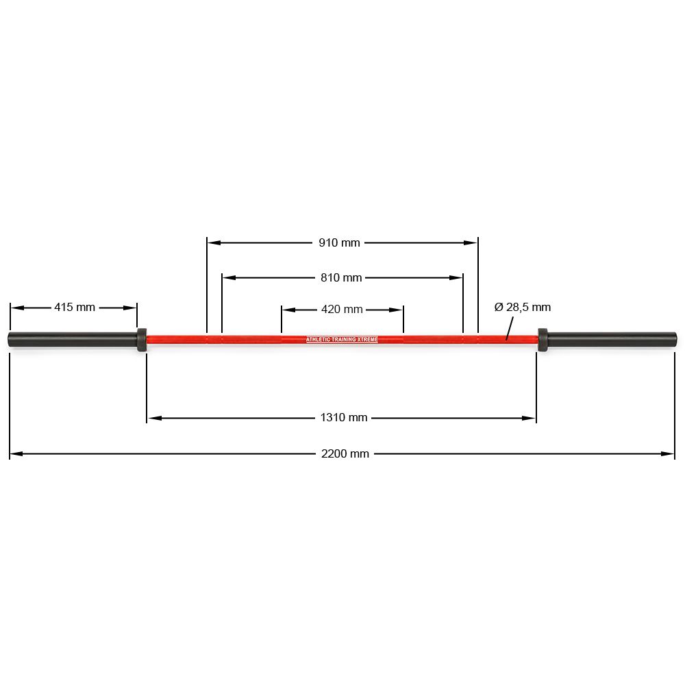 Multi Bar 20 kg Cerakote Fire Red 2200 mm B-vare helhetsbilde