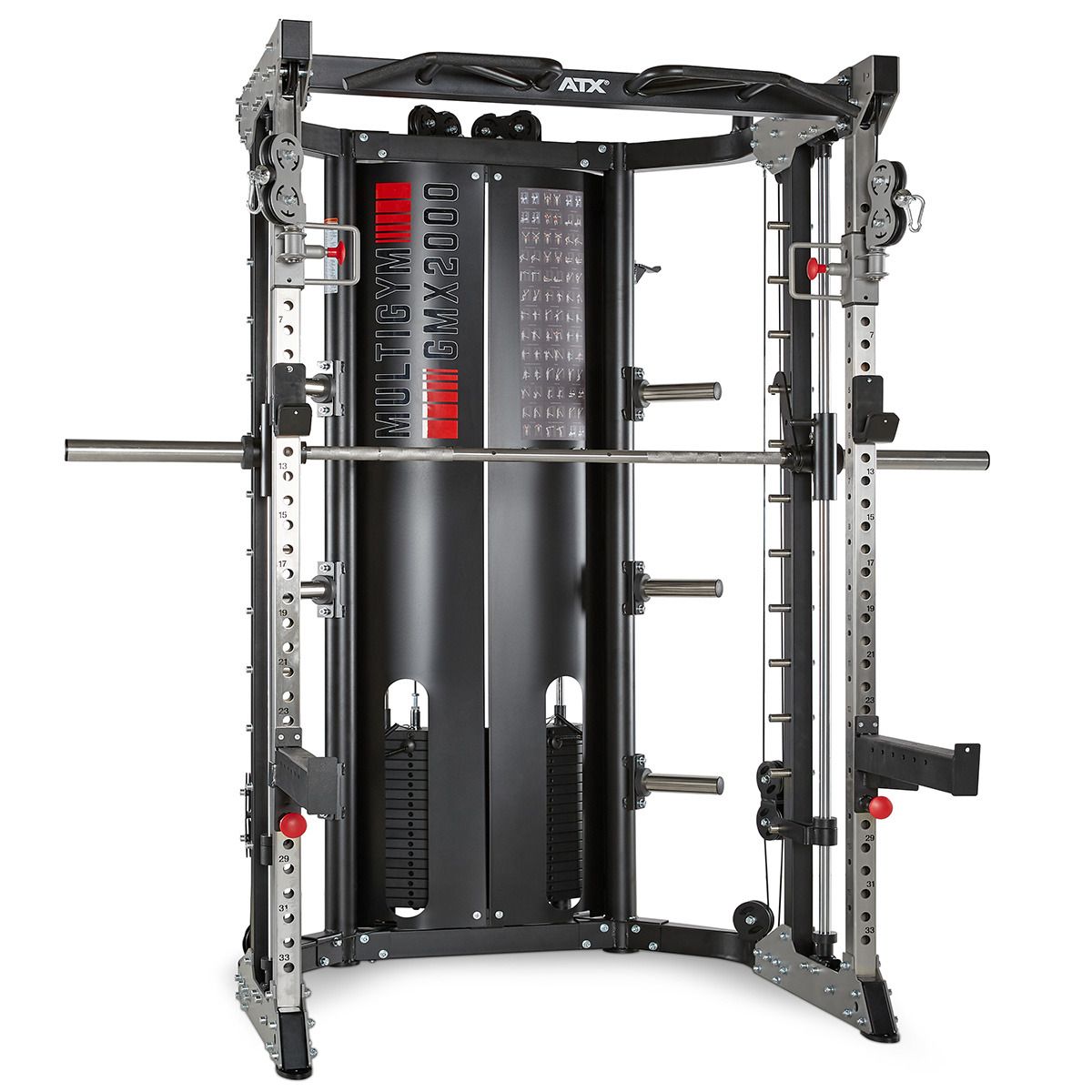 Multistasjon GMX 2000 med 2 x 90 kg vektstabel og beinpress bakside
